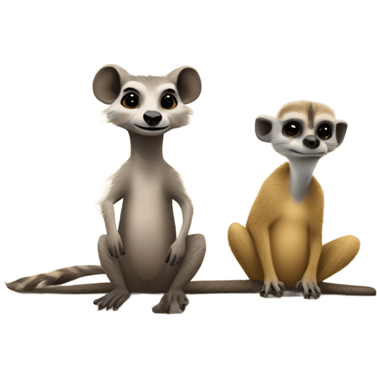 A warthog and a meerkat riding on a Pontoon boat emoji