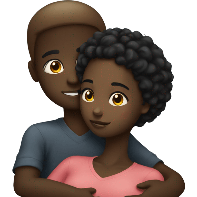 Black girl hugging black boy emoji