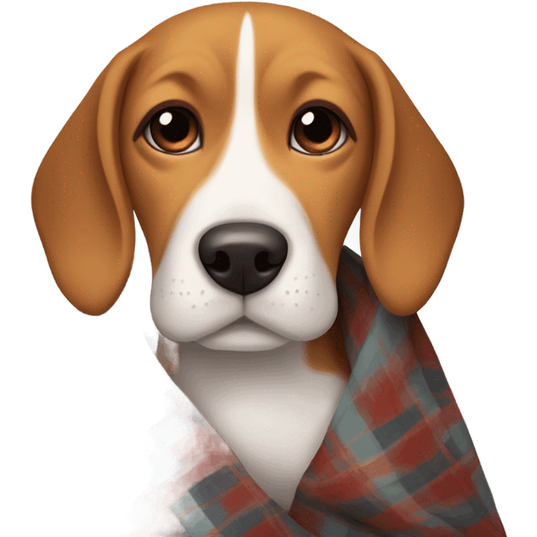 Beagle under  warm plaid blanket emoji