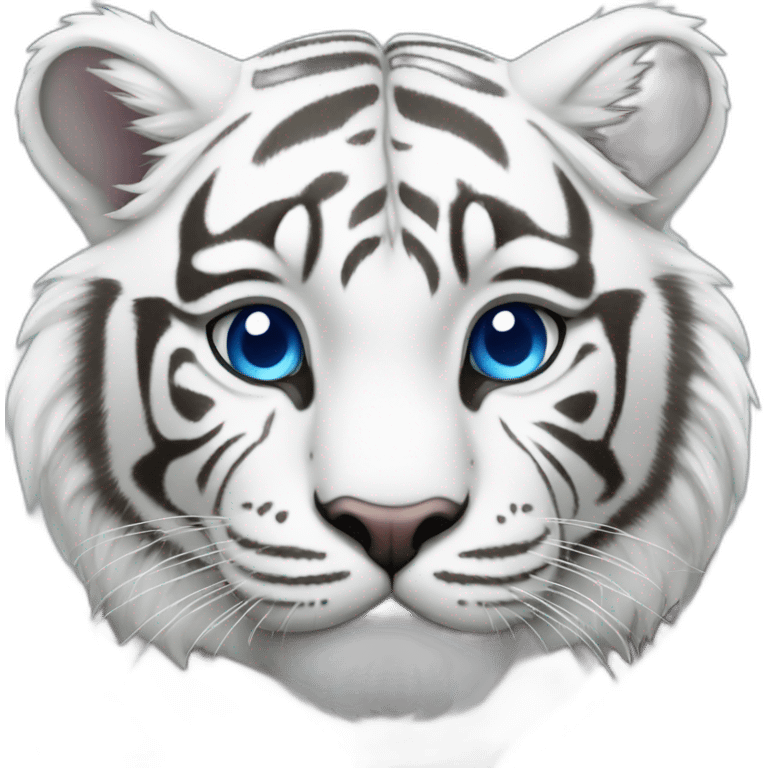 Fat cute white tiger with blue eyes emoji