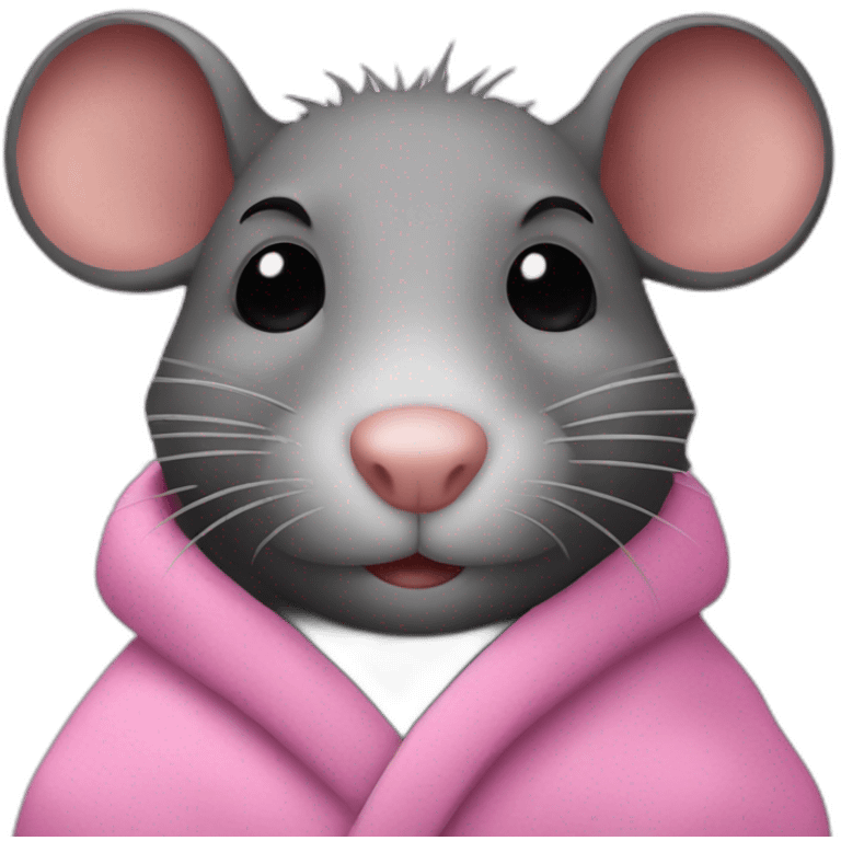 a rat with a pink bathrobe and black hair emoji