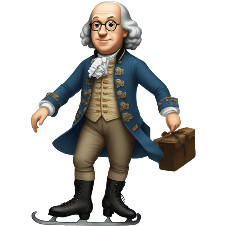 Benjamin Franklin on ice skates emoji