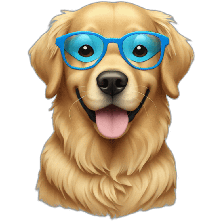 Golden retriever with Blue glasses emoji