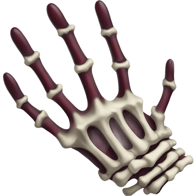 skeleton hand with long maroon nails and rings  emoji