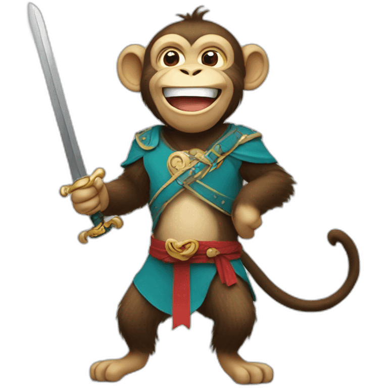 Monkey with sword laughing emoji