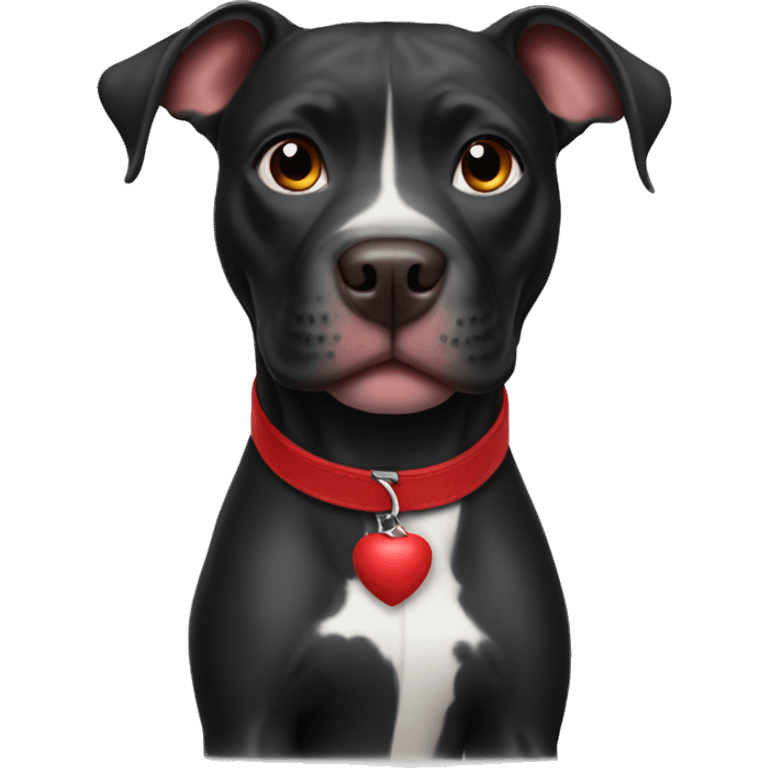 Black pitbull with red toy emoji