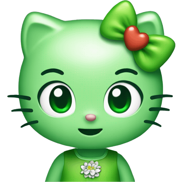 hello kitty with green color emoji