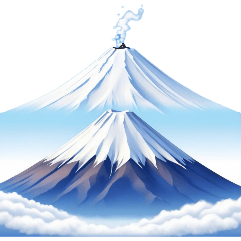 Cinematic Realistic Mount Fuji Landscape Emoji, depicted with the iconic snow-capped peak set against a serene sky rendered with lifelike textures and breathtaking, natural lighting. emoji