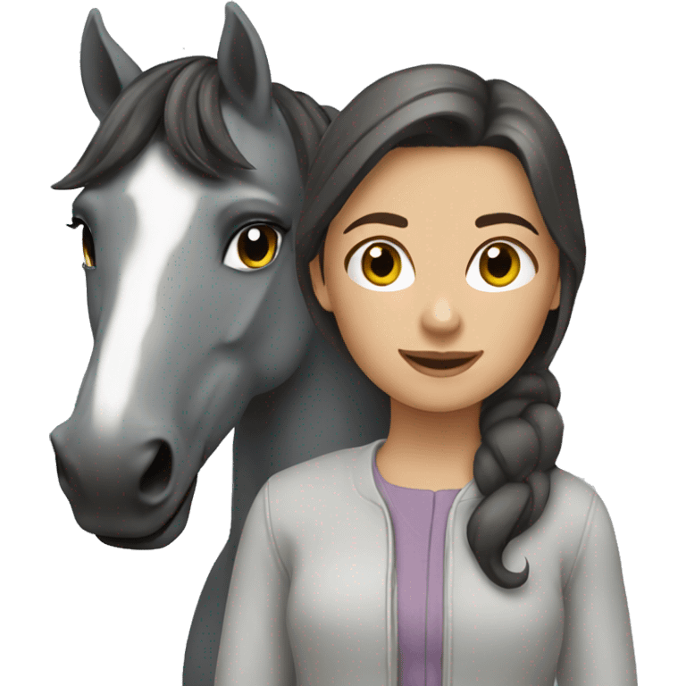 brunette girl and grey horse emoji