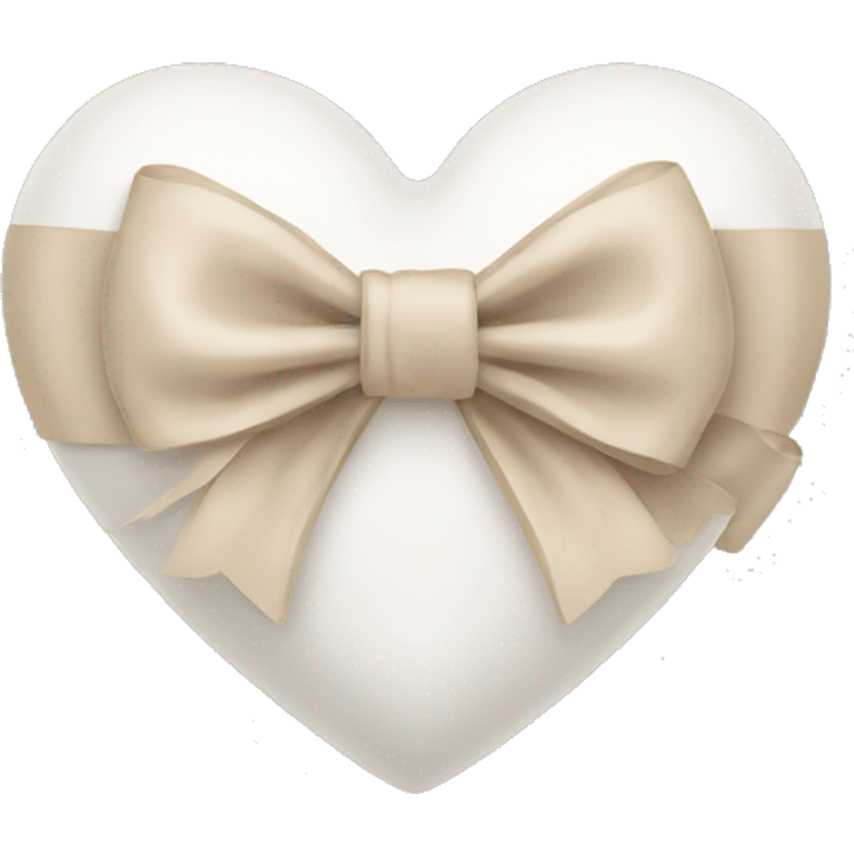 white heart with beige bow emoji