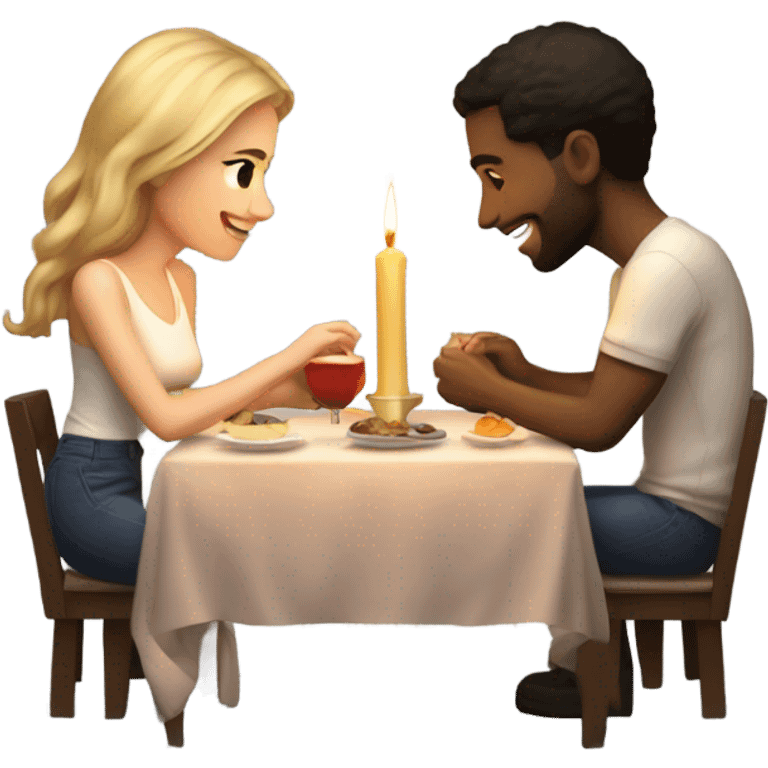 Hyper Realistic Romantic candlelit date, couple so in love emoji