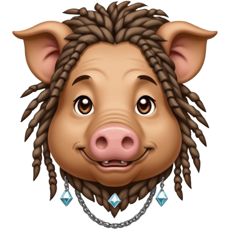 Hairy pig, with dreads, tatto on face with diamont chain on the neck emoji