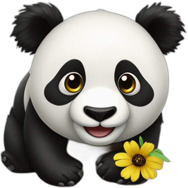 un panda avec une abeille emoji