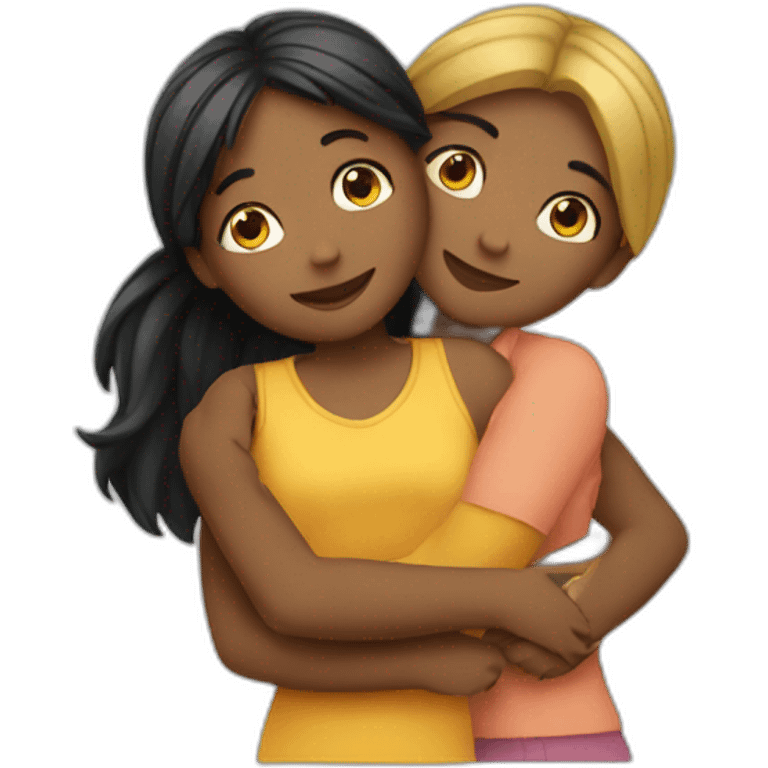 Two girls hugging  emoji