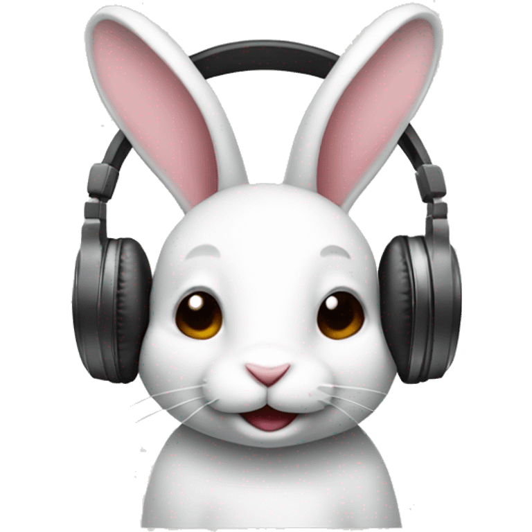 rabbit in headphones, enjoying music emoji