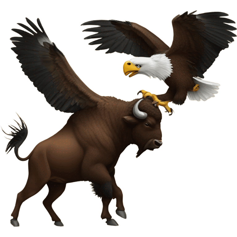 Buffalo beating up an eagle emoji