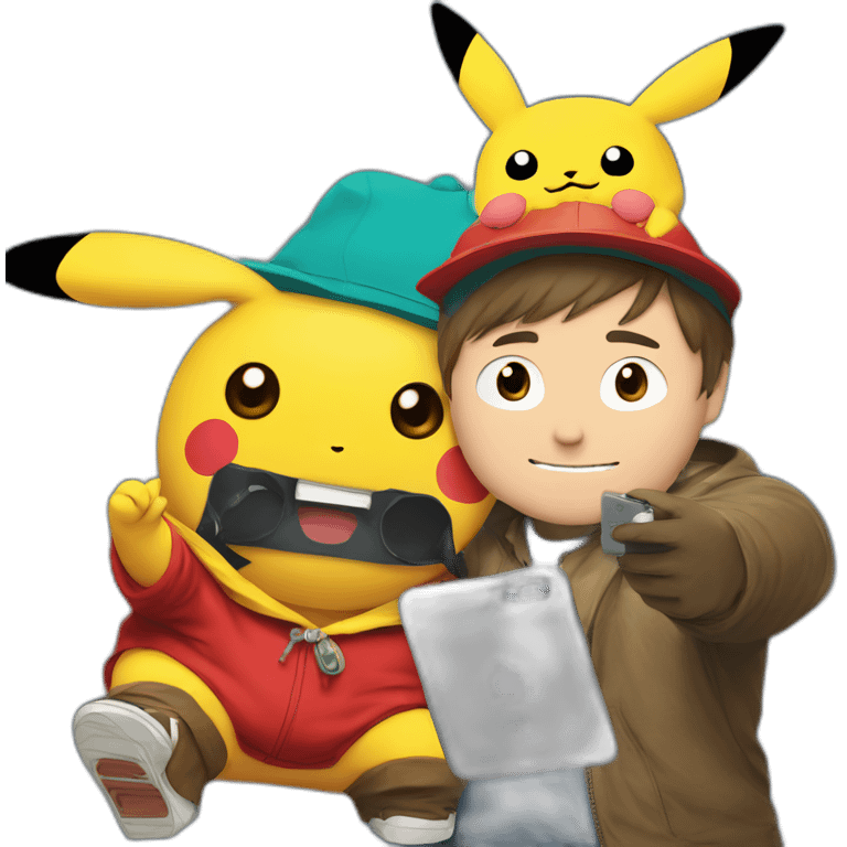 Eric Cartman takes selfie with Pikachu emoji