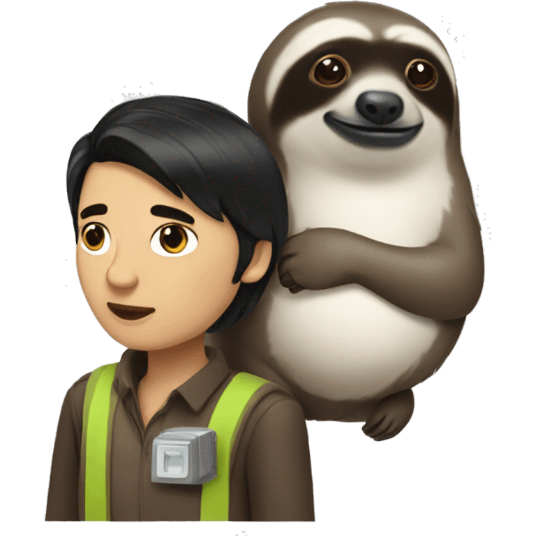 black hair white skin software engineer with a sloth around the neck emoji