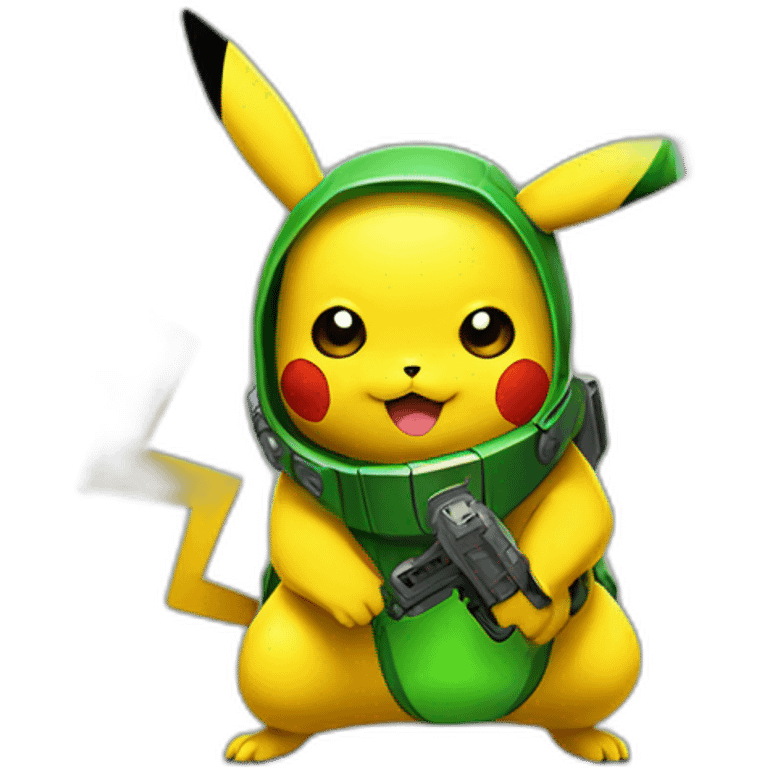 pikachu with green raygun emoji