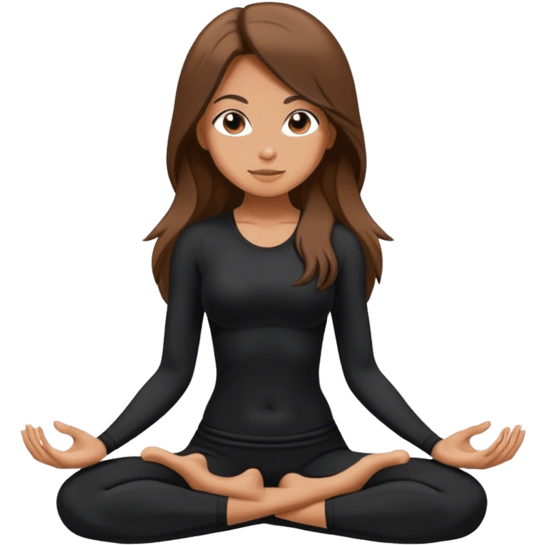 Sexy skinny long hair brunnete yoga girl black clothes  emoji