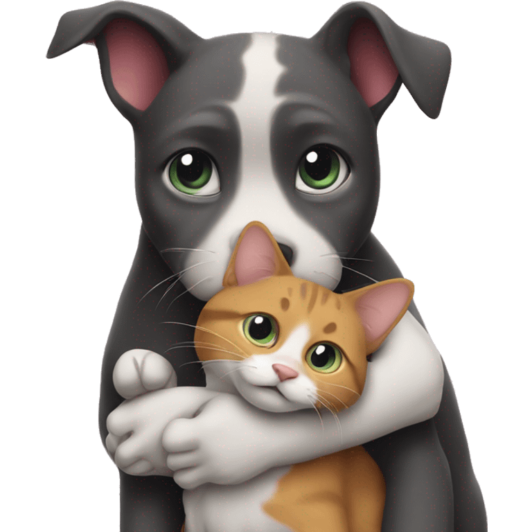 Cat&dog hugs emoji