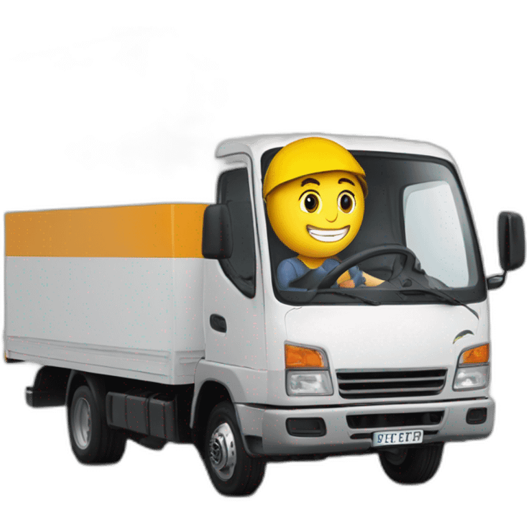 driver on a truck with the inscription Hegelmann emoji