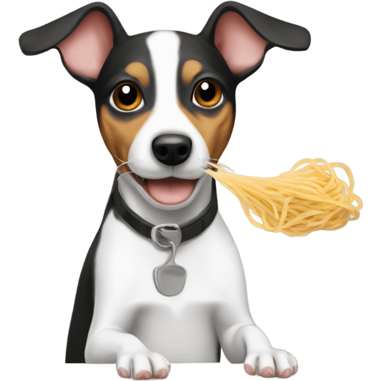 Rat terrier eating spaghetti  emoji