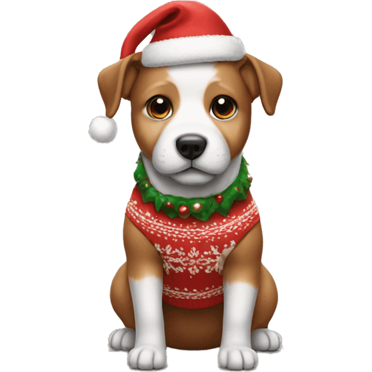 Dog wearing Xmas clothes  emoji