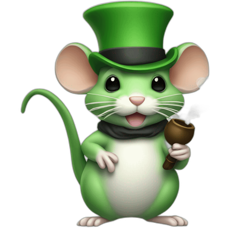 Attractor green mice with hat, smoking pipe emoji