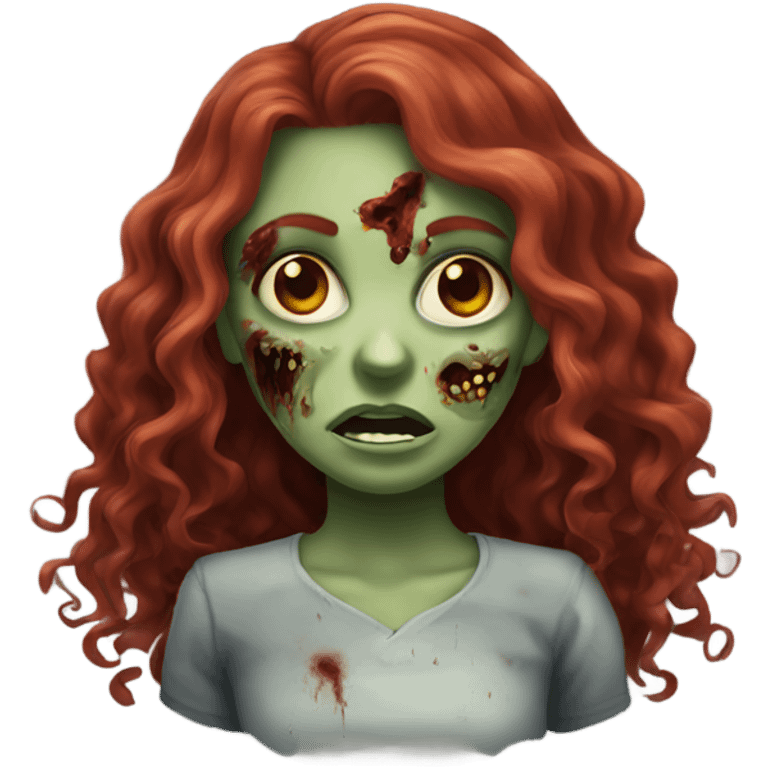 Zombie girl with long red curly hair emoji