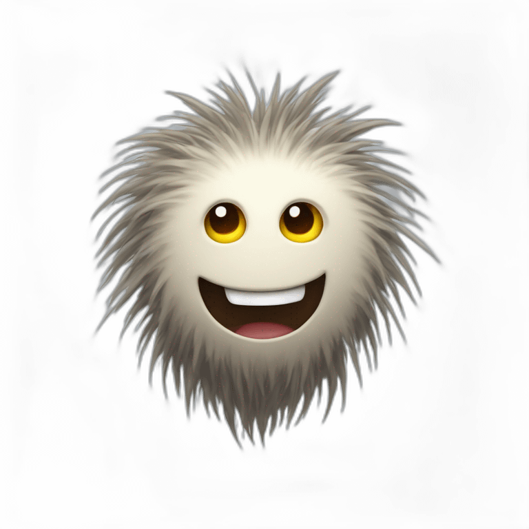 A hairy creature with little lightning bolts dancing along its hairs. His eyes shine like electric bulbs. emoji