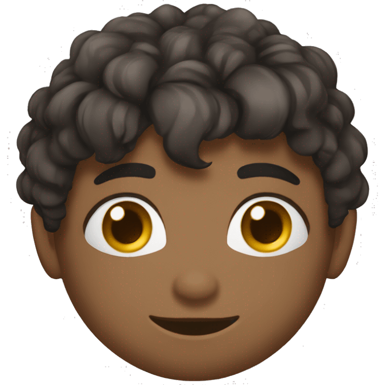 Moça morena olhos castanhos claros, cabelo preto medio, segurando uma caneca emoji