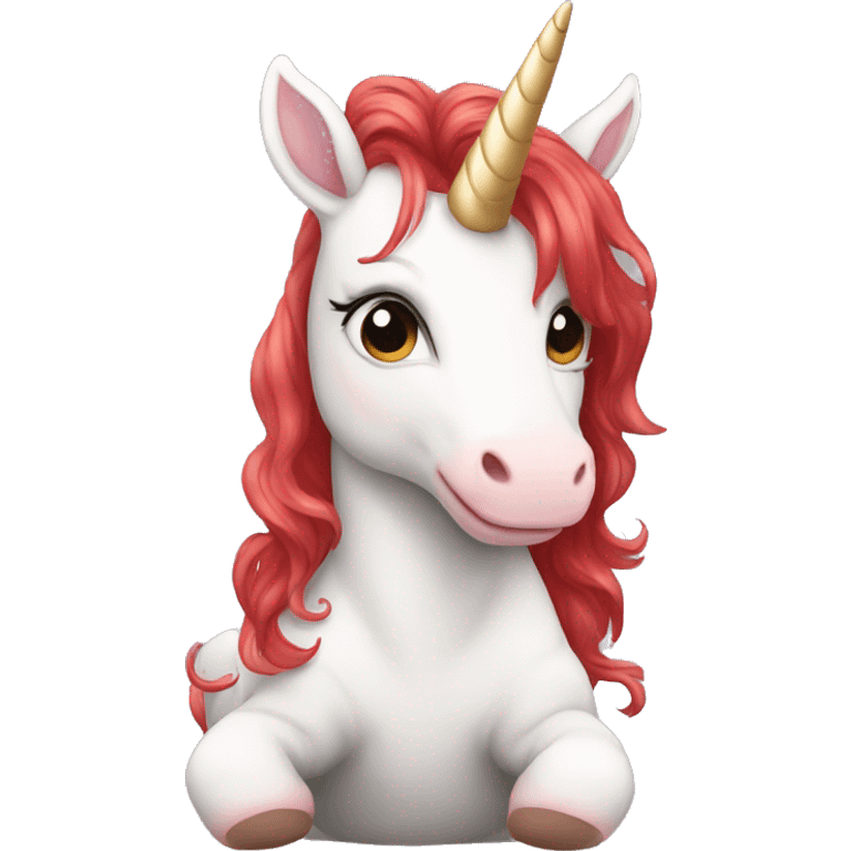 Baby unicorn with red hair emoji