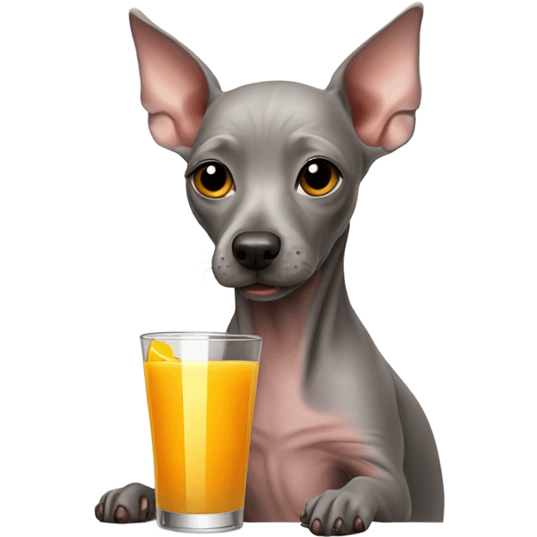 American Hairless Terrier drinking juice  emoji