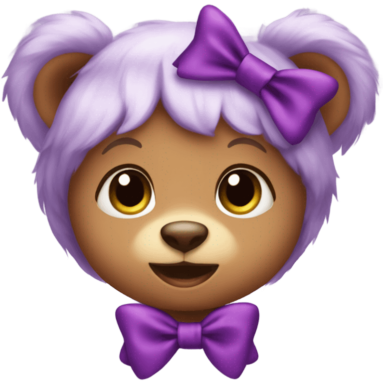 Baby bear wearing a purple hair bow  emoji