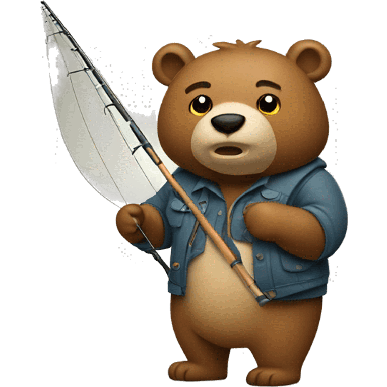 bear holding fishing rod emoji