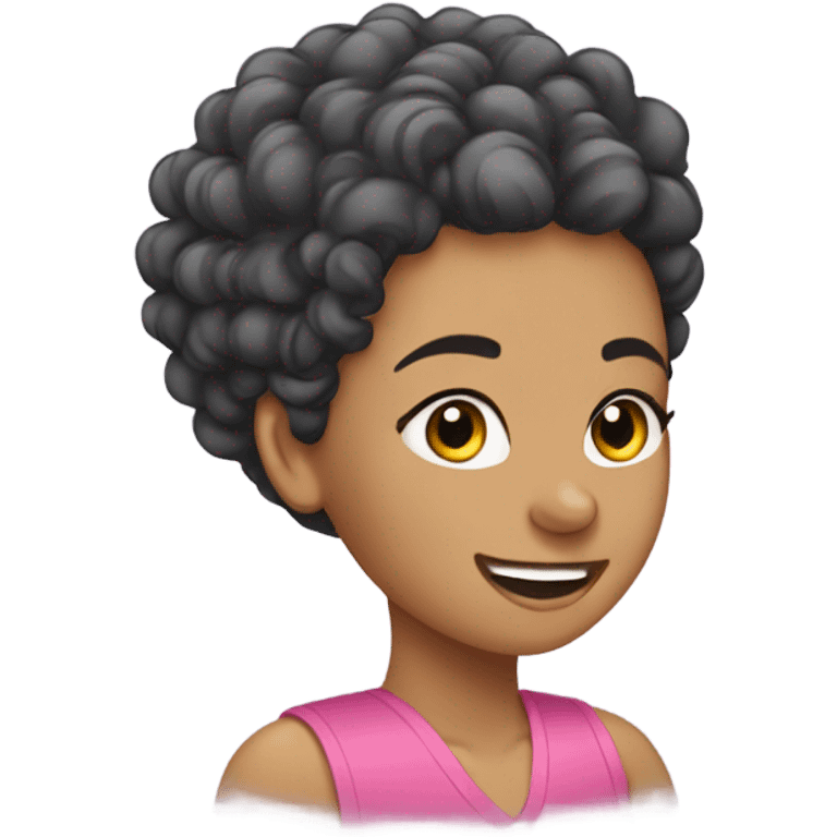 A girl with curly hair shaving her head emoji