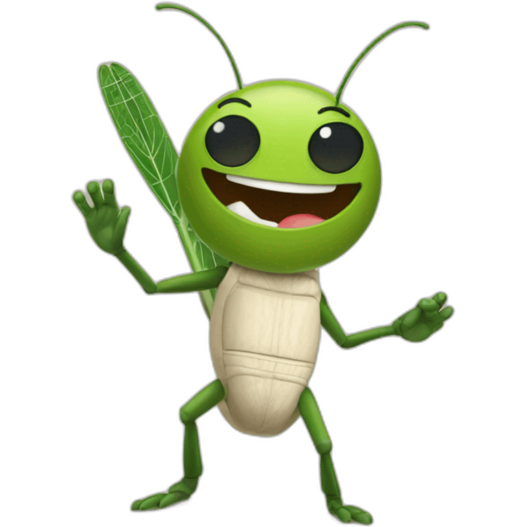 a cricket saying "Hi" emoji