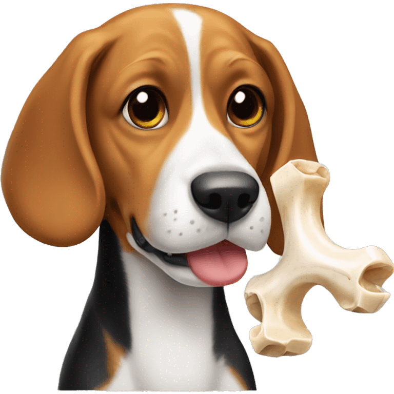 A beagle eating a bone emoji