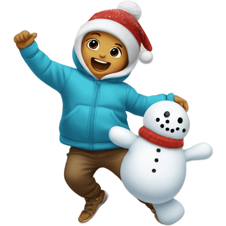 Baby dancing with a snowman emoji