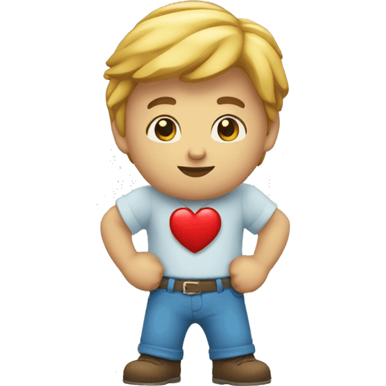 Un personnage qui met son poing sur son coeur emoji