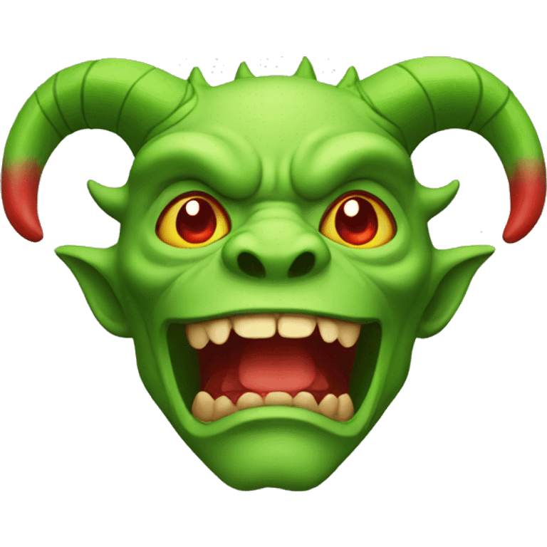 Green demon with red horns emoji