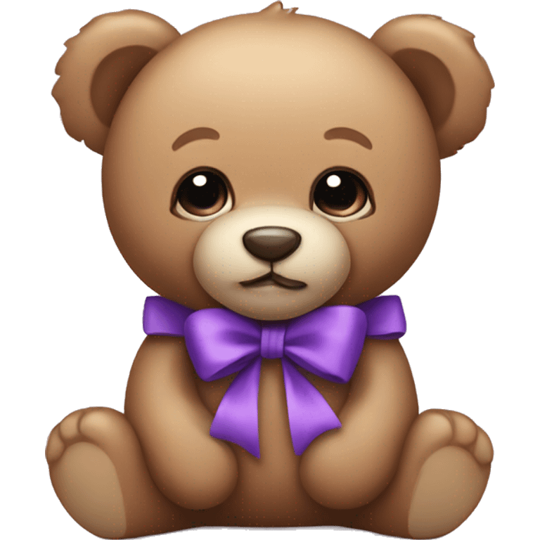 Cute teddy bear with a purple bow emoji