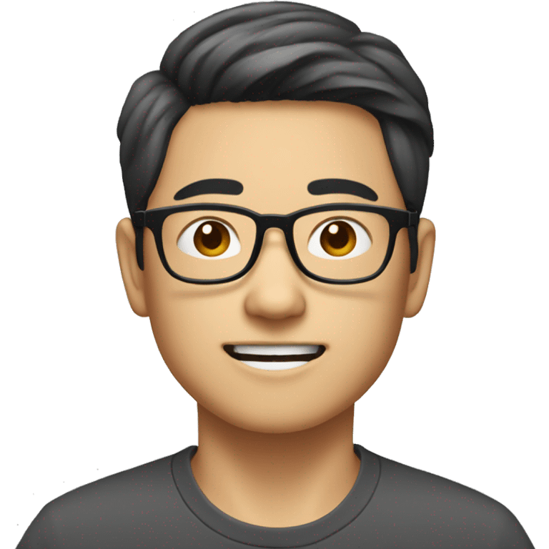 East Asian young man with glasses and small beard at the chin who looks intelligent. emoji