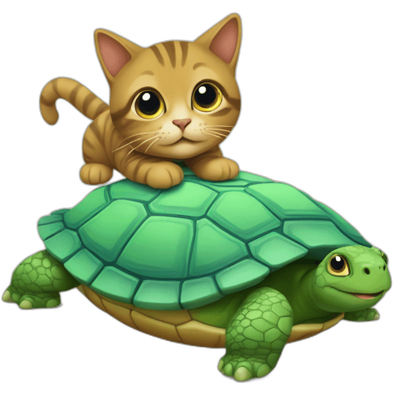 Un chat sur le dos d’une tortue emoji