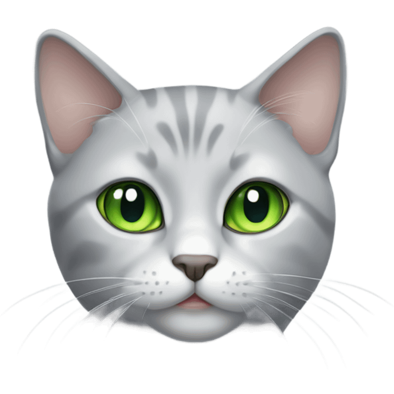 Light grey cat with green eyes emoji