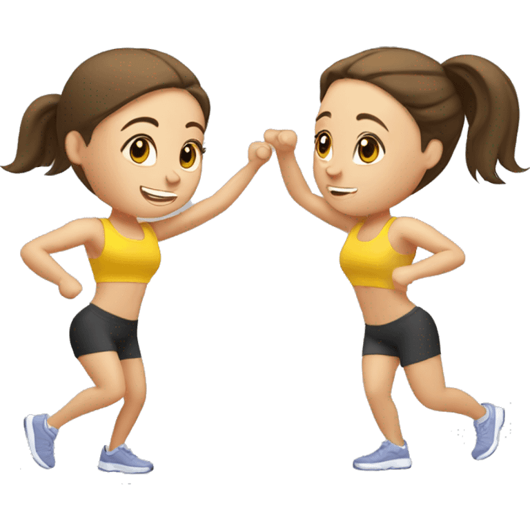 Two brunette white girls working out emoji