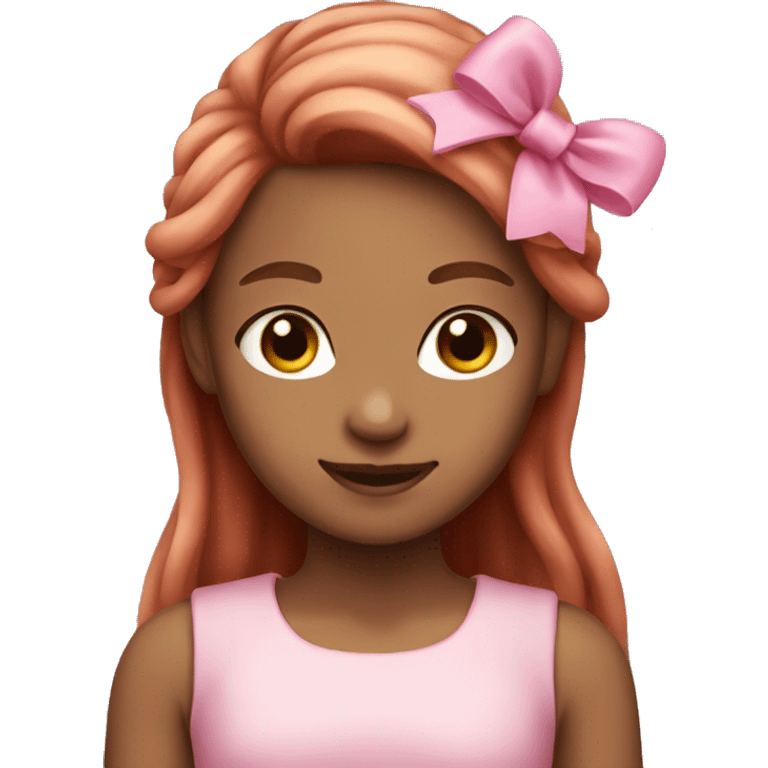 Girl with long pink hair and brown bow  emoji