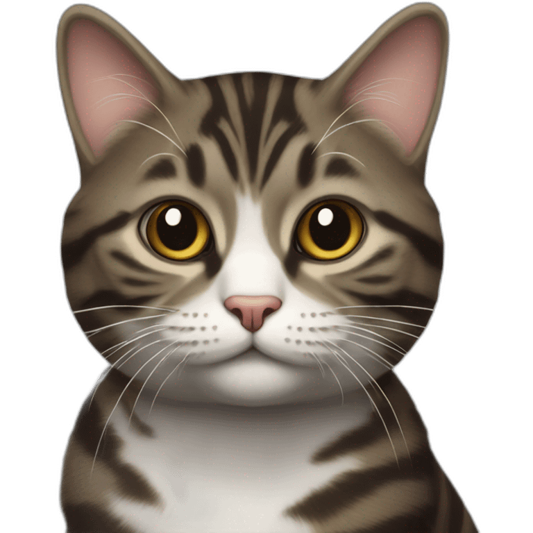 european cat with dark pinstripe tabby color and dark brown wool with white breasts play with ball emoji