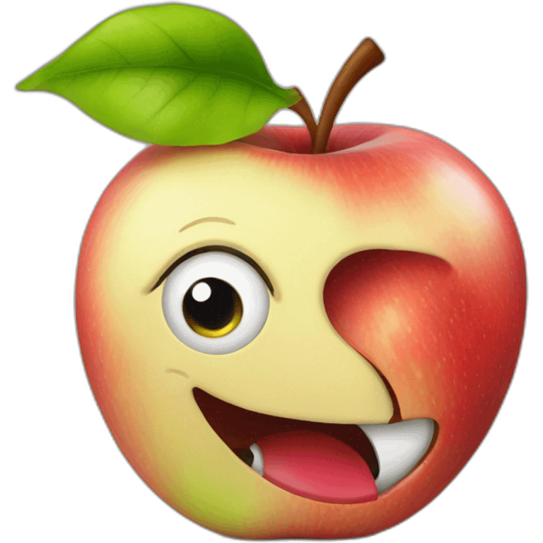 Apple with worm popping out emoji